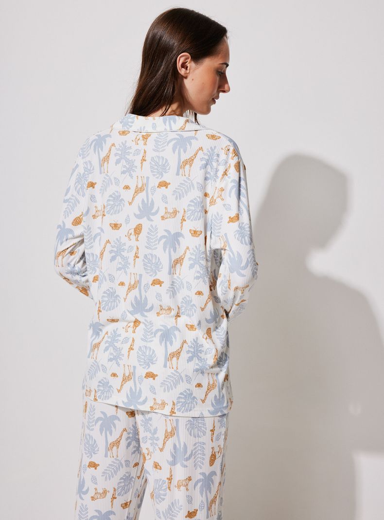 Pijama Camisero Full Print Tela Rib-1
