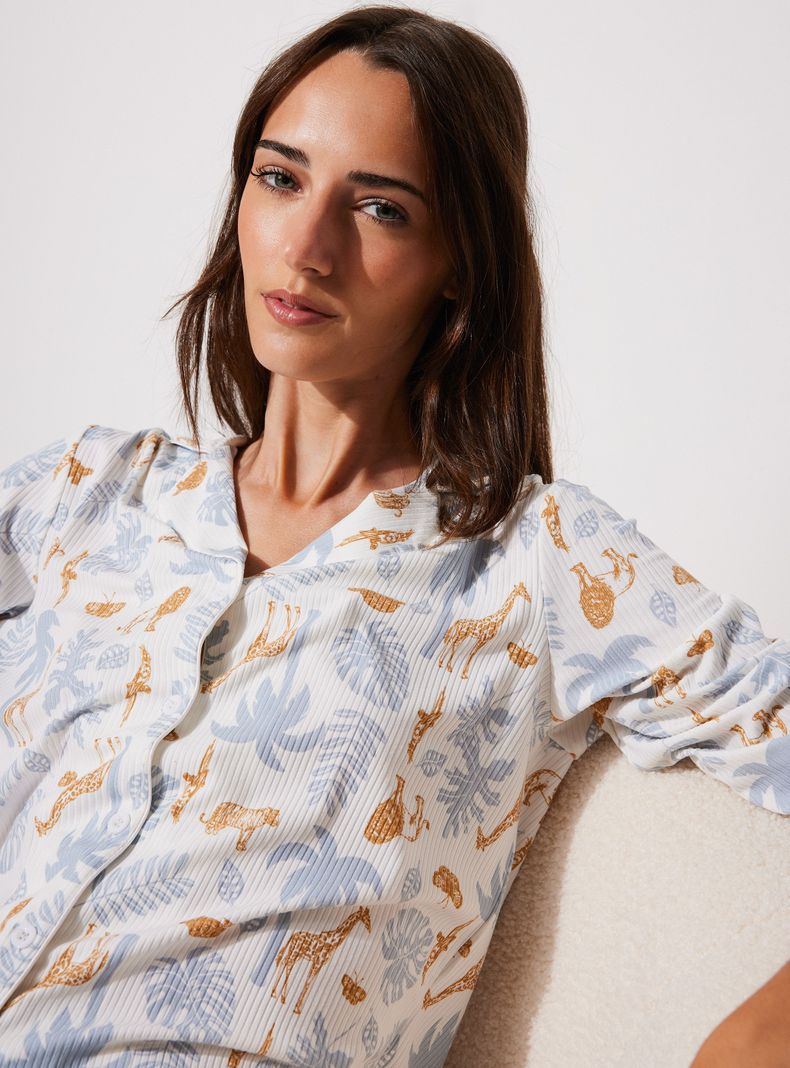 Pijama Camisero Full Print Tela Rib-2