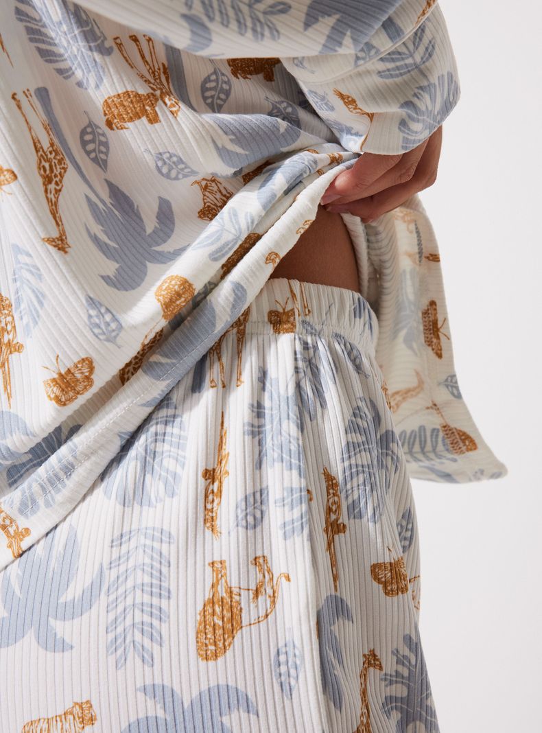 Pijama Camisero Full Print Tela Rib-3