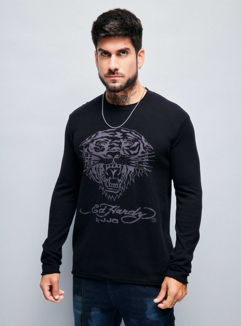 Sweater Ed Hardy Jacquard Tigre-0