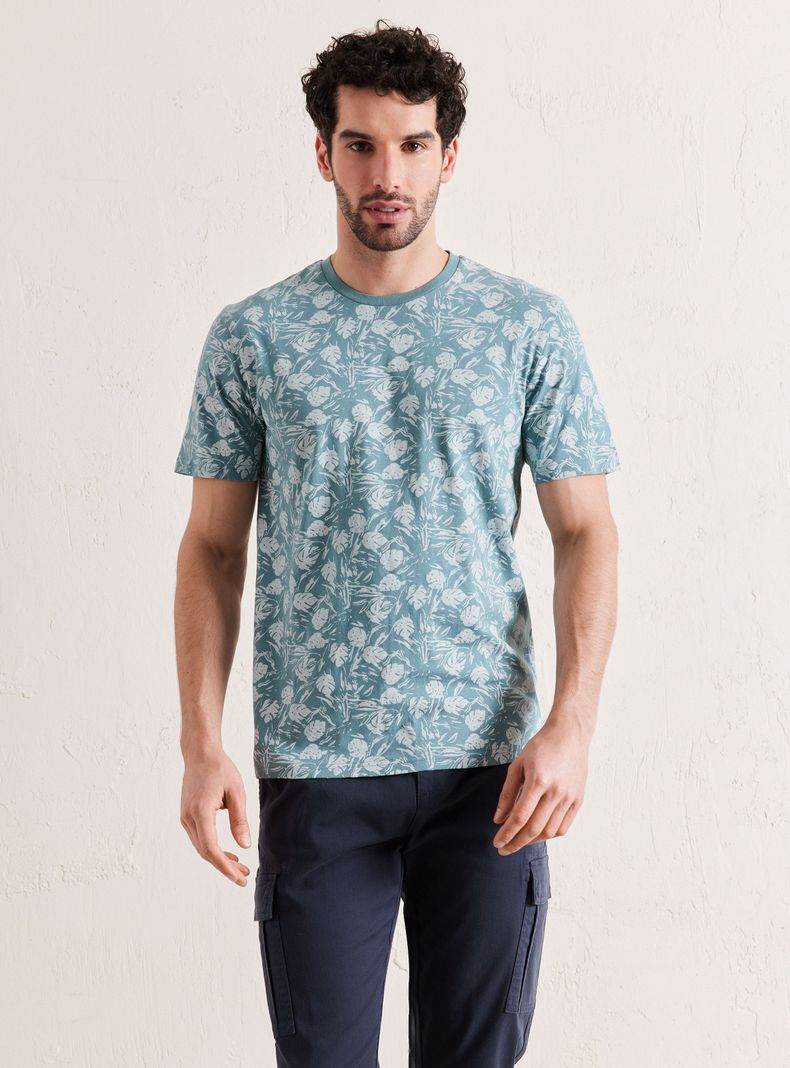 Polera Cuello Redondo Diseño Hojas-0