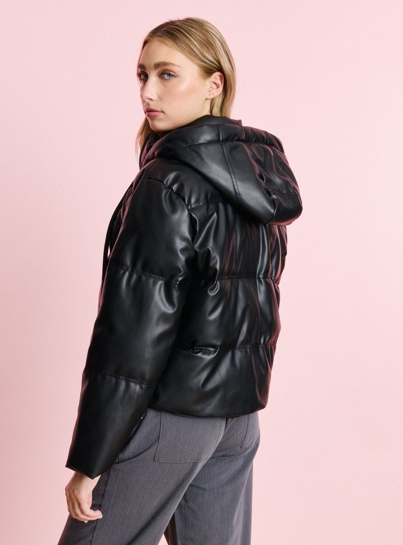 Parka Puffa Efecto Piel-1