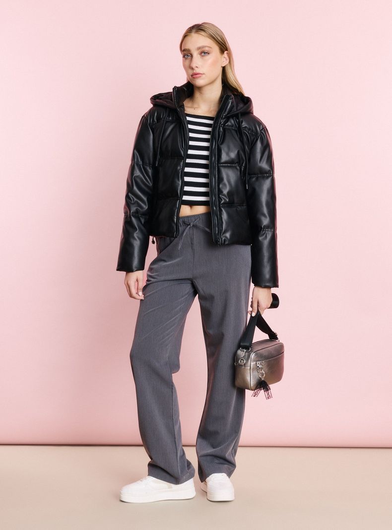 Parka Puffa Efecto Piel-4