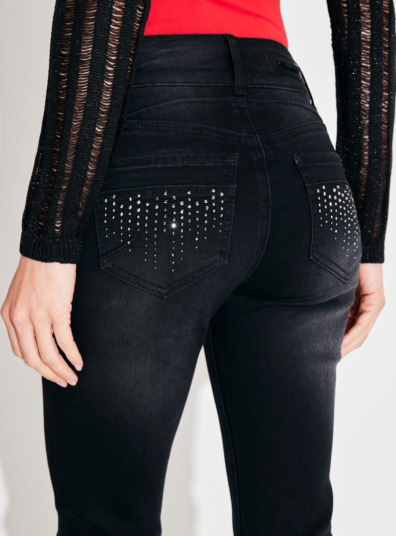 Jeans Push Up 2 Botones Strass en Bolsillos-3
