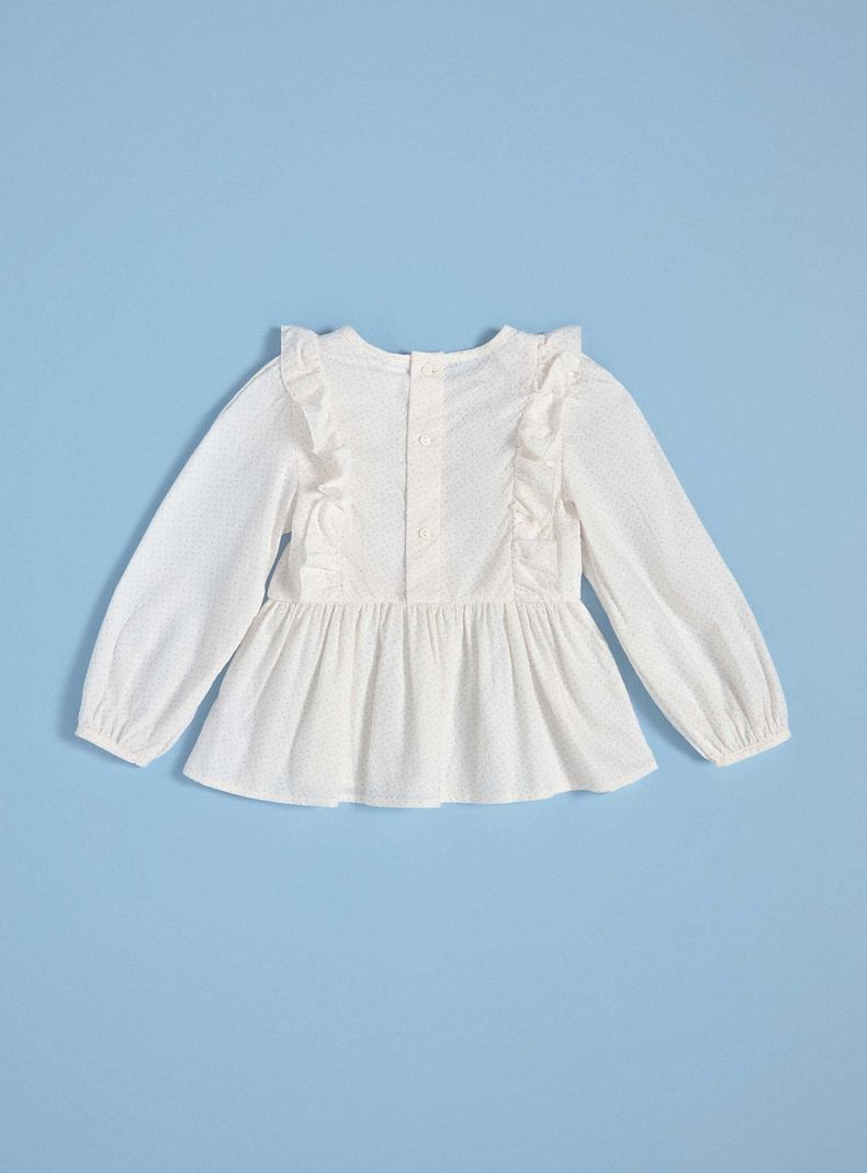 Blusa con Algodon Texturado, Vuelos y Estampado-1
