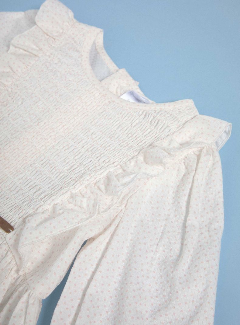 Blusa con Algodon Texturado, Vuelos y Estampado-2