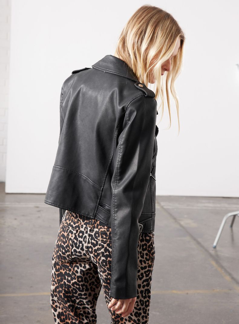 Chaqueta Biker Efecto Cuero-1