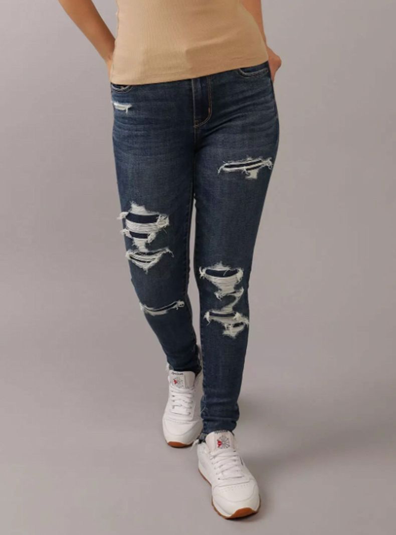 Jeans Ae Next Level Jegging Curvy Tiro Alto con Rasgados-0
