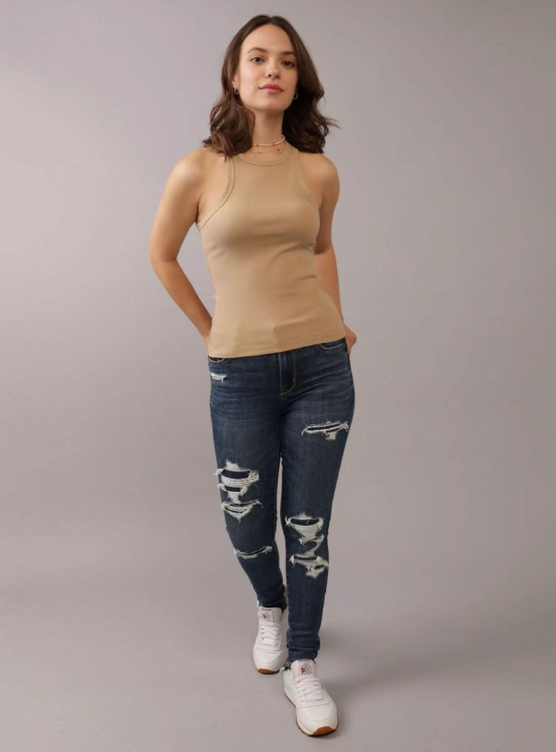 Jeans Ae Next Level Jegging Curvy Tiro Alto con Rasgados-2