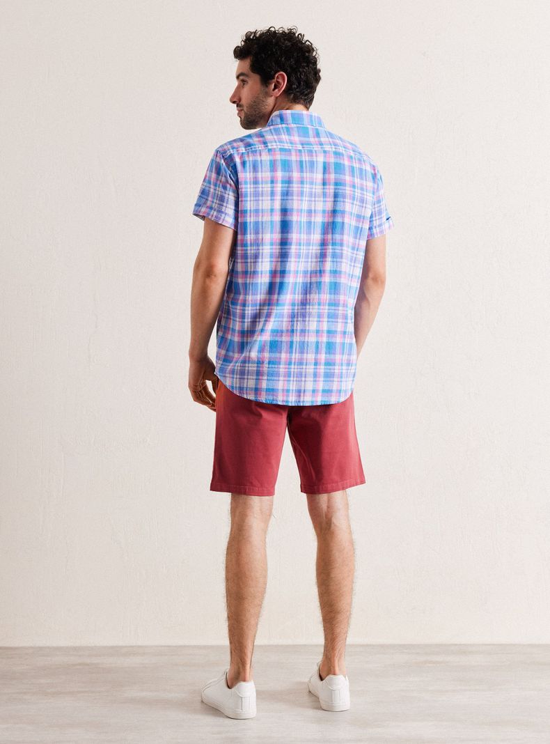 Camisa de Vestir Manga Corta Lino Cotton Cuadros-5