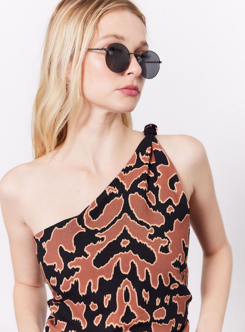 Blusa Estampada un Hombro-2