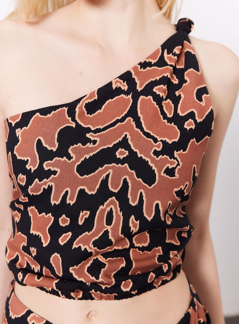 Blusa Estampada un Hombro-3