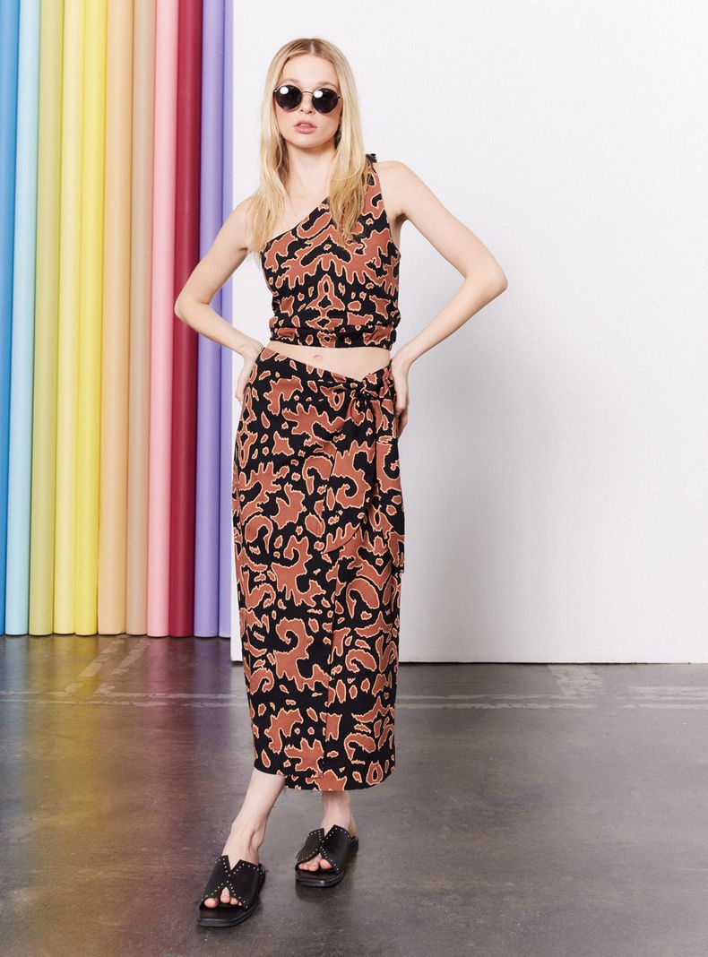 Blusa Estampada un Hombro-4