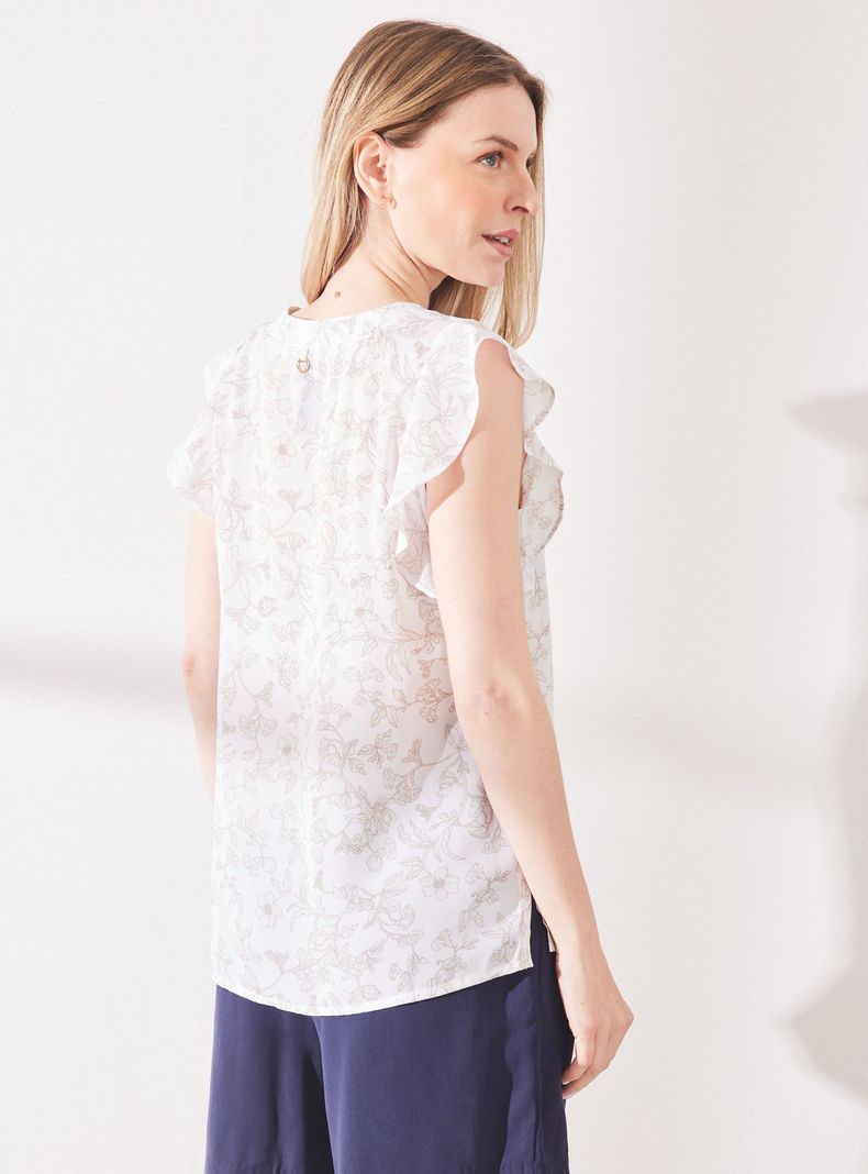 Blusa Manga Vuelo con Cuello V-1