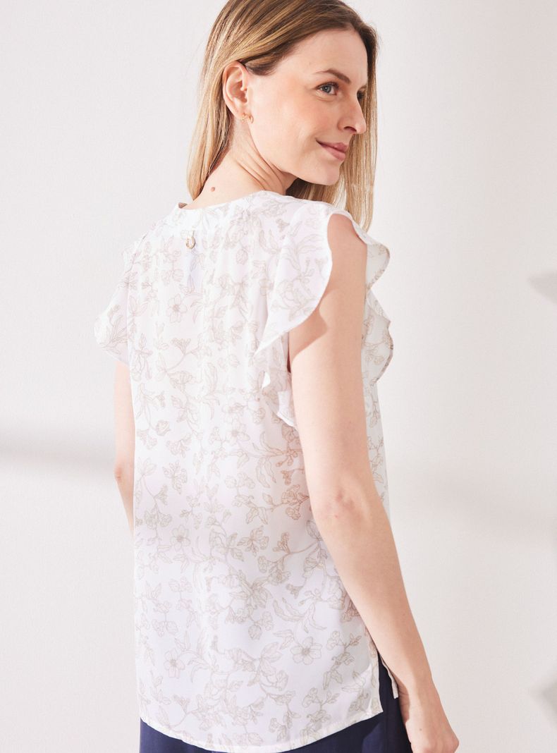 Blusa Manga Vuelo con Cuello V-3