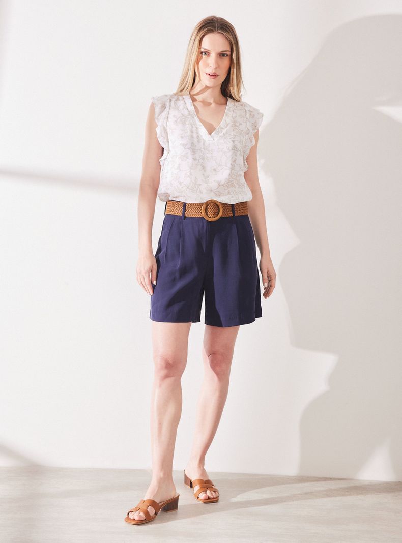 Blusa Manga Vuelo con Cuello V-4