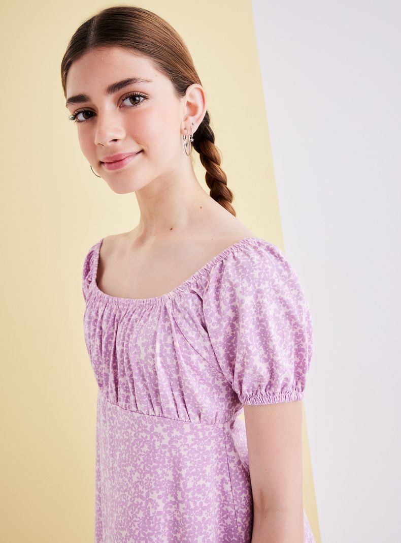 Vestido Manga Globo, Estampado-1