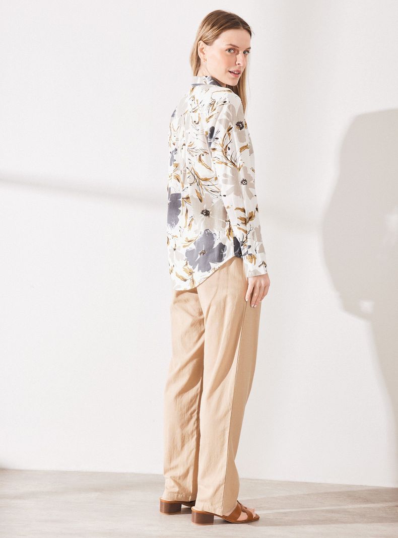 Blusa Lino Estampada Manga Larga-5