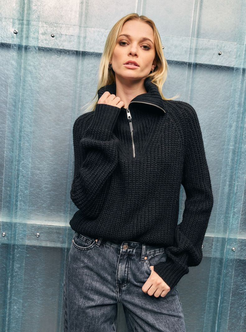 Sweater Cuello Alto Tejido-0