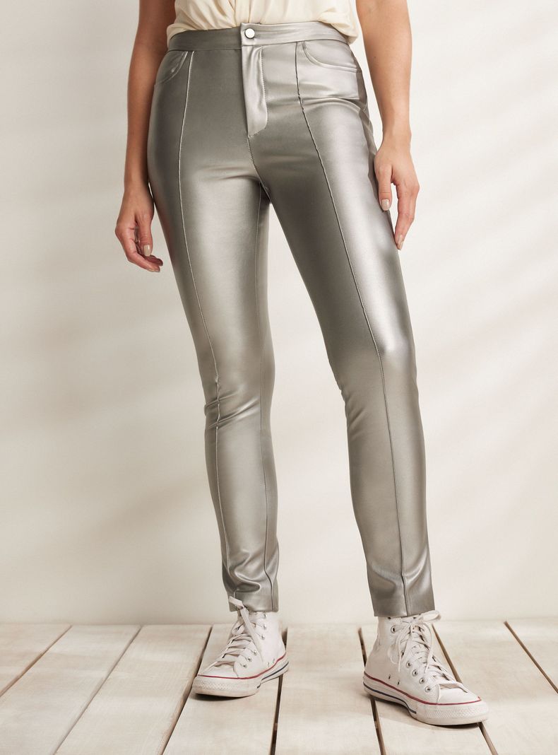 Pantalón Eco Piel con Costura Frontal-0