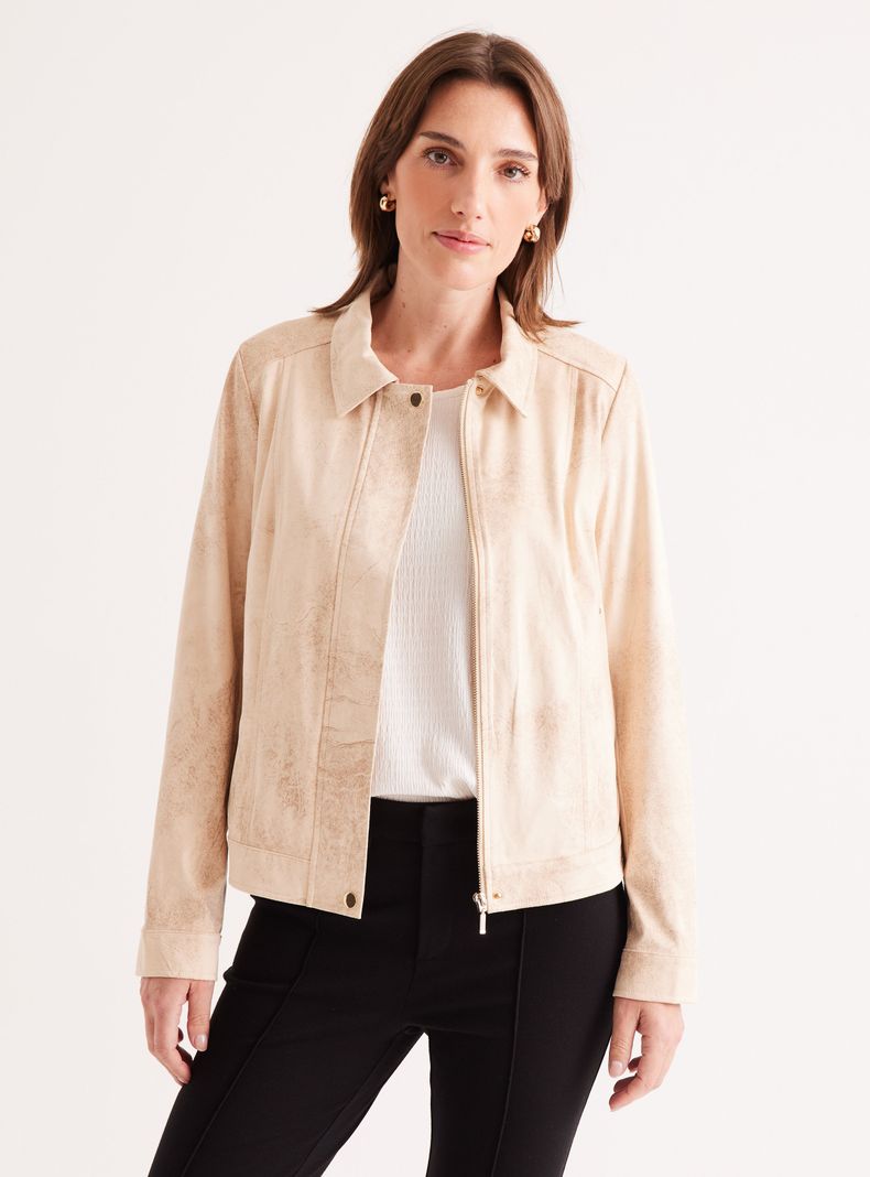Chaqueta de Gamuza Corte Entallado-0