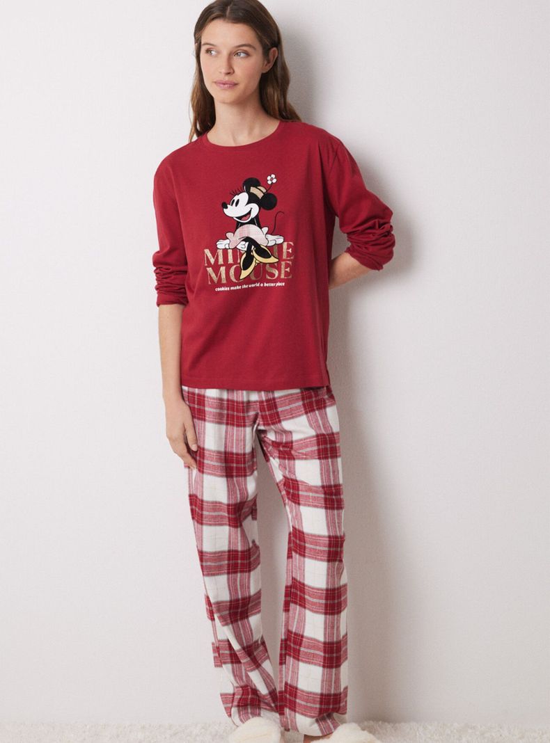 Pijama Largo Algodón Minnie Rojo-0