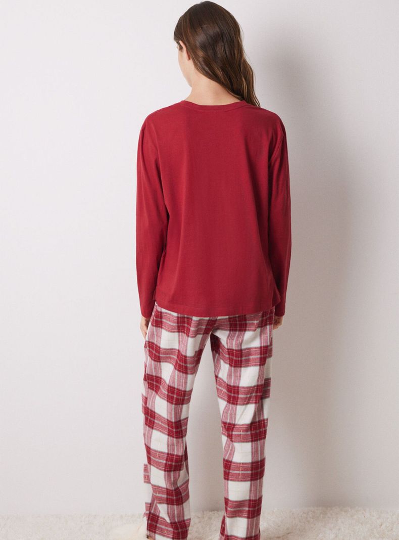 Pijama Largo Algodón Minnie Rojo-1