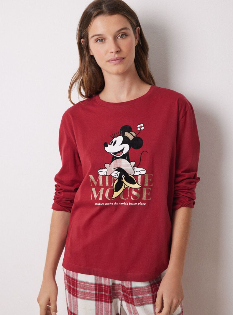 Pijama Largo Algodón Minnie Rojo-2