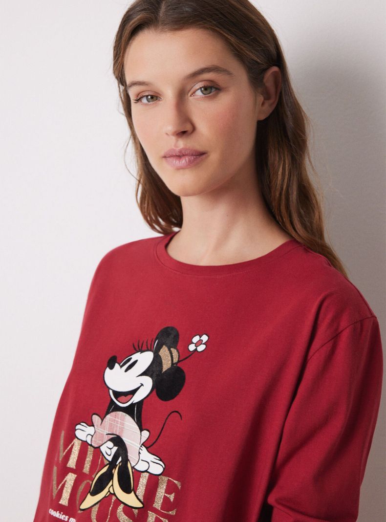 Pijama Largo Algodón Minnie Rojo-3