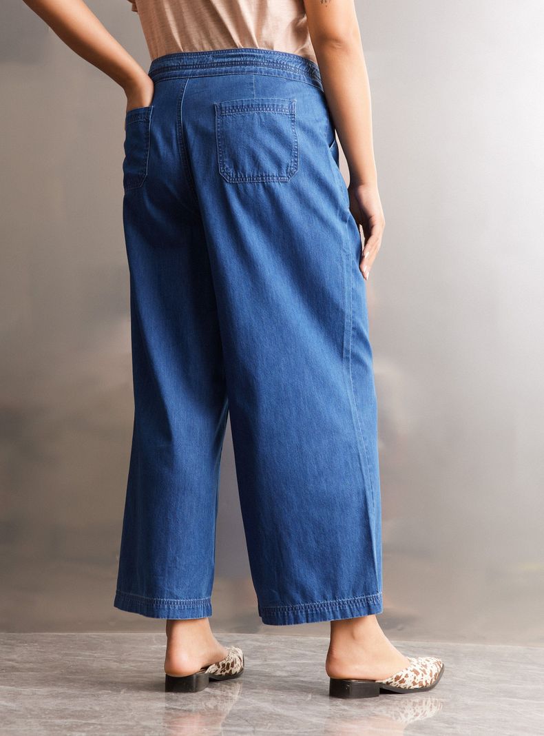 Pantalón Palazzo con Bolsillos Talla Curvy-1