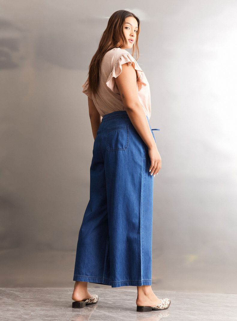 Pantalón Palazzo con Bolsillos Talla Curvy-5
