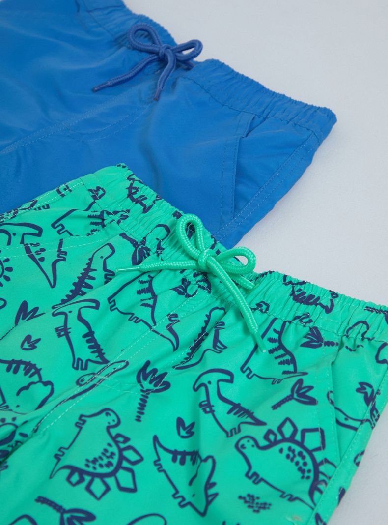 Traje de Baño Bipack Liso y Estampado Completo-2