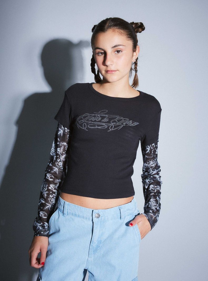 Polera con Mangas de Malla-0