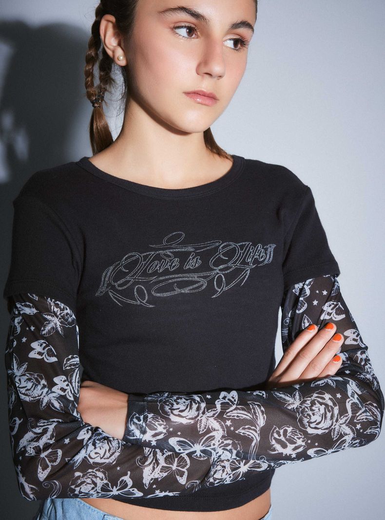 Polera con Mangas de Malla-1
