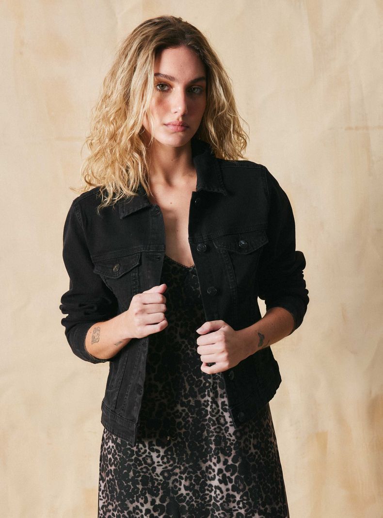 Chaqueta Clásica Mangas Color Denim-0