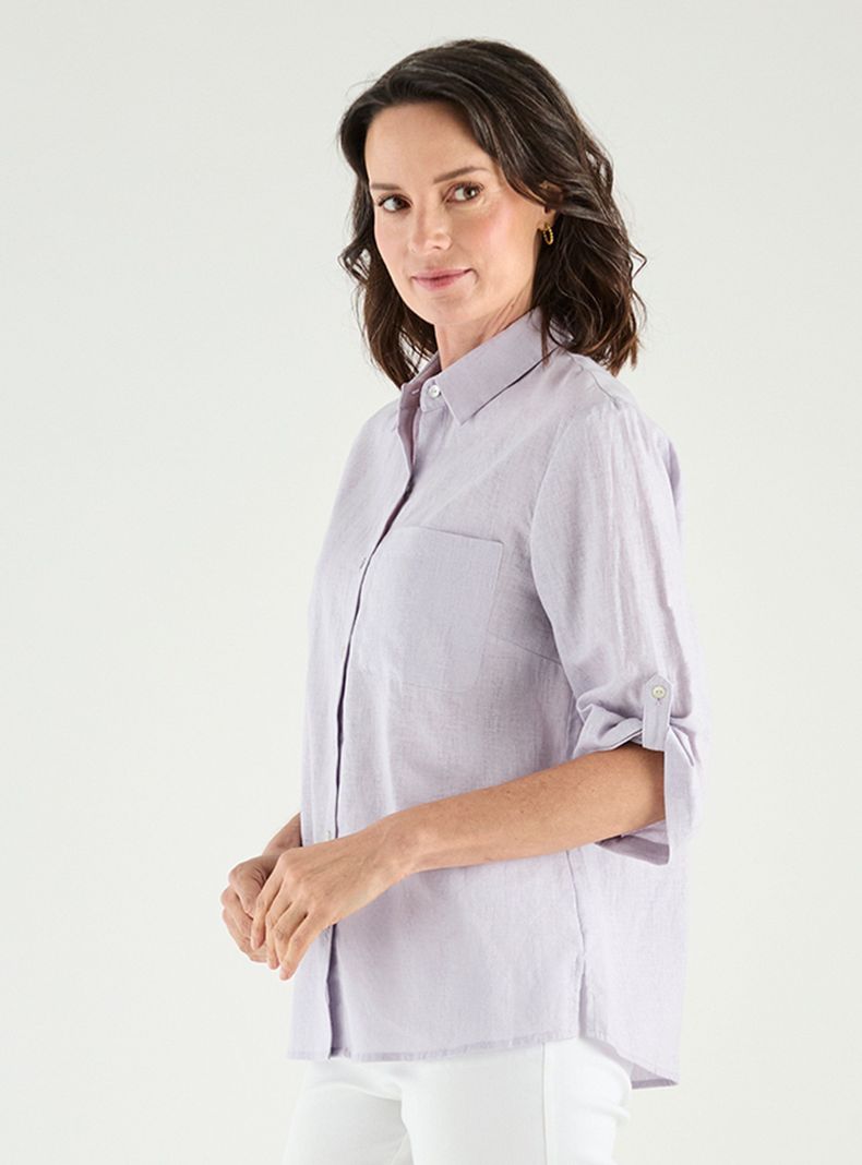 Blusa Lisa con Mangas y Botones-1