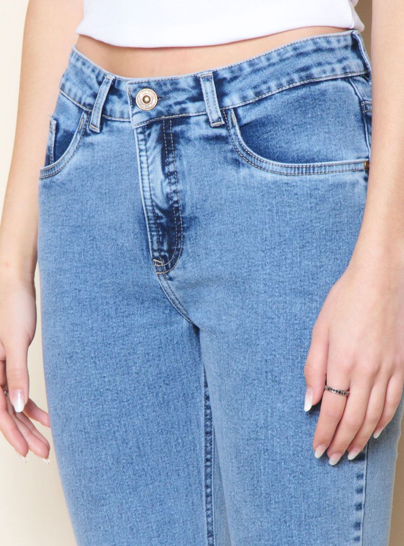 Jeans Pitillo Mother Tiro Alto Push Up Pretina Básica-2