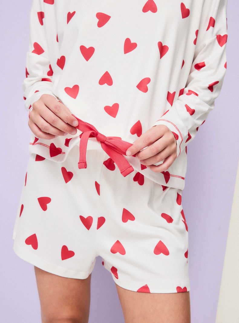 Pijama Manga Larga Pantalón Corto Full Print-2