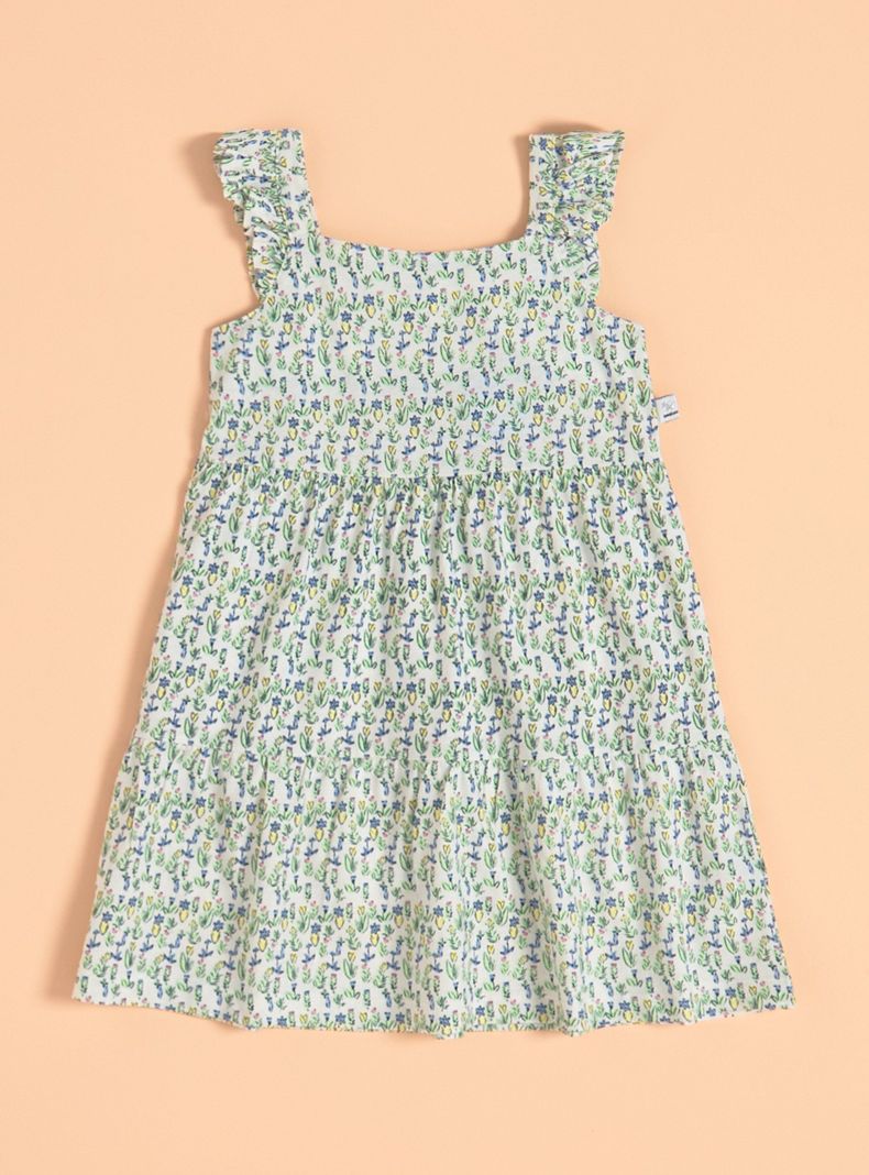 Vestido Estampado con Mangas con Vuelos-0