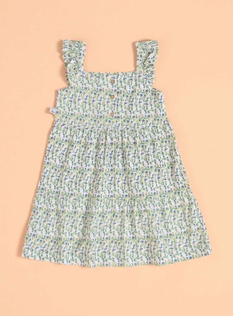 Vestido Estampado con Mangas con Vuelos-1