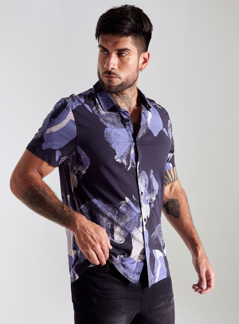 Camisa de Vestir Flores Abstractas-0
