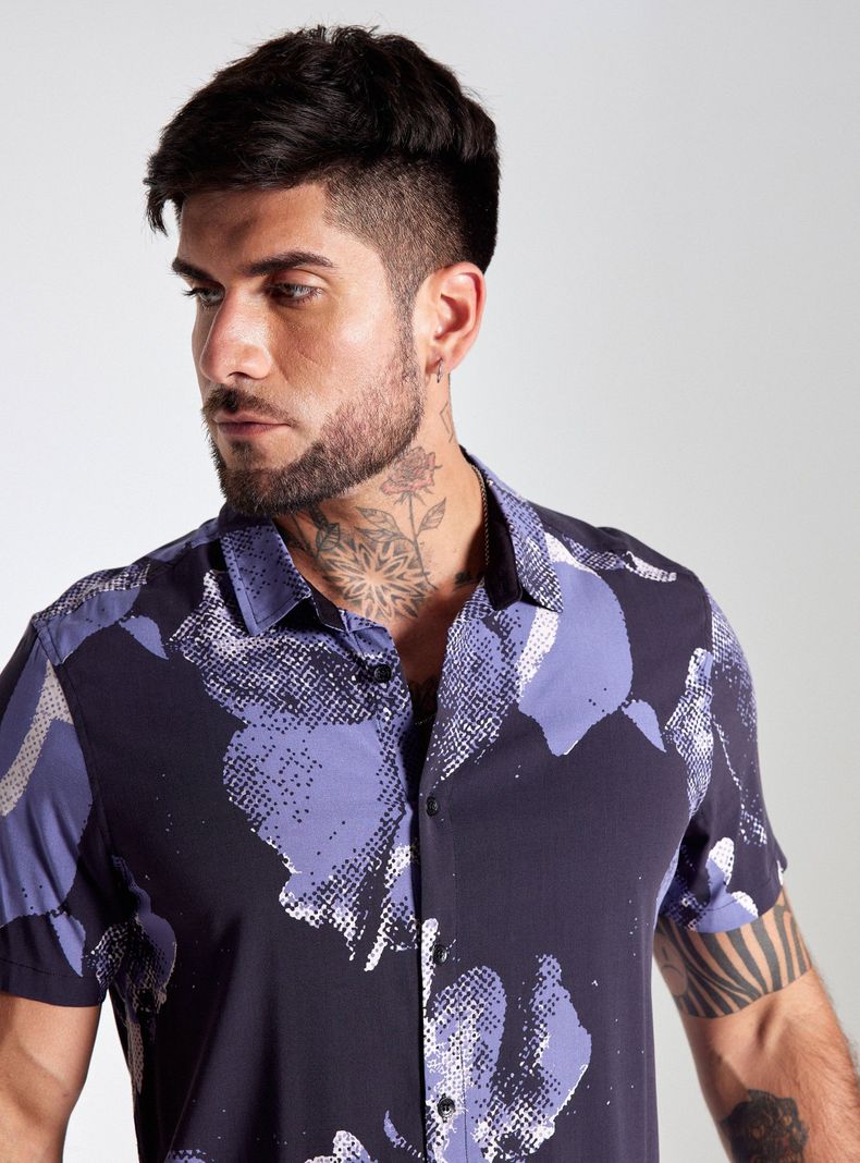 Camisa de Vestir Flores Abstractas-2