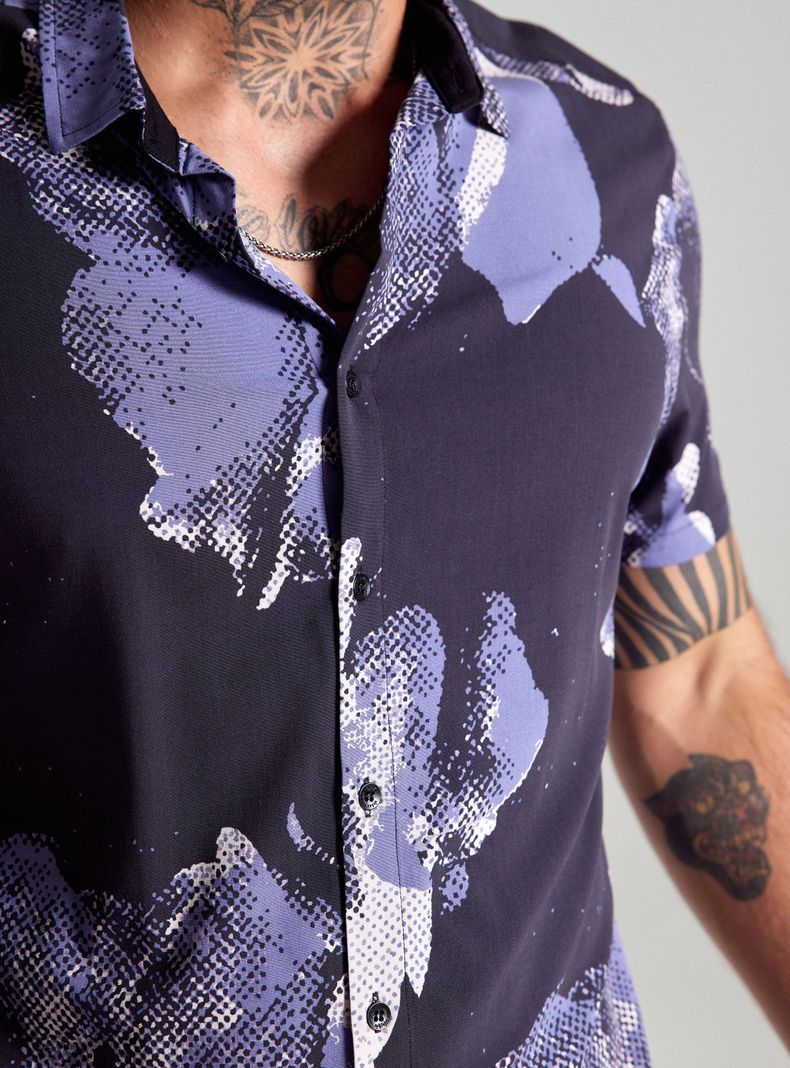Camisa de Vestir Flores Abstractas-3