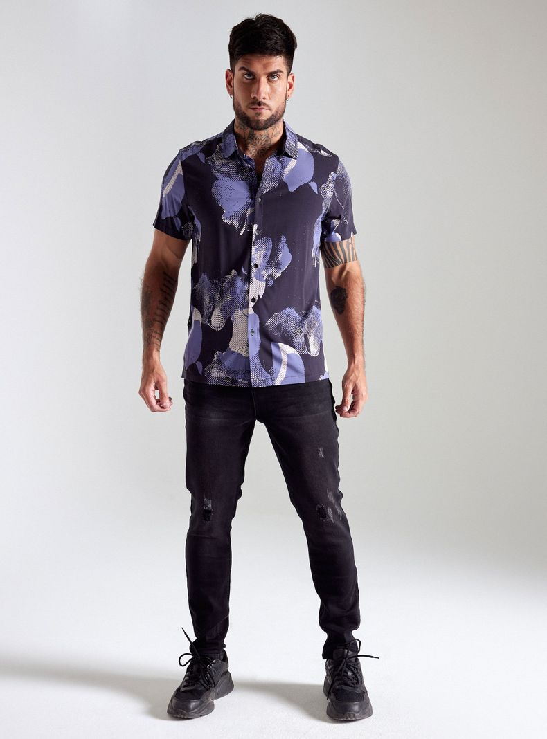 Camisa de Vestir Flores Abstractas-4