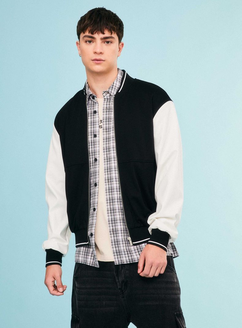 Chaqueta Bomber Bitono Relaxed Fit-0