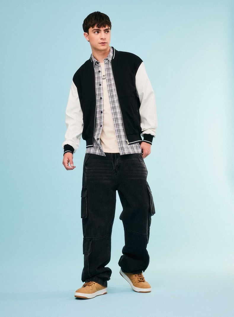 Chaqueta Bomber Bitono Relaxed Fit-4
