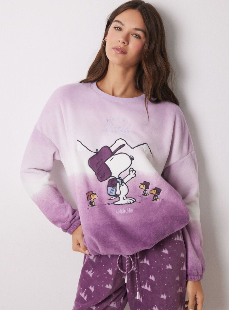 Pijama Largo Terciopelo Degradado Snoopy-2