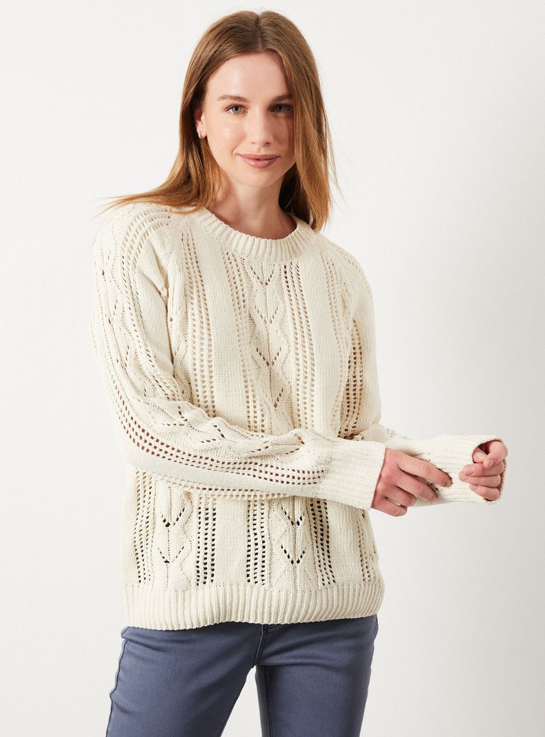 Sweater Calado Neutro Relaxed Fit-0