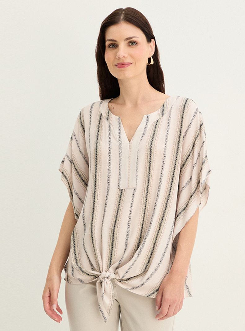 Blusa Fantasía Estampada con Amarra Frontal-0