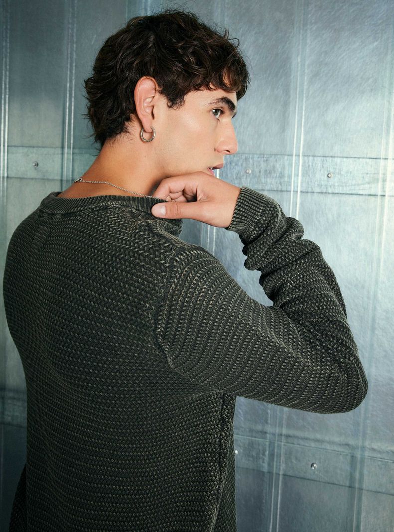 Sweater Punto Arroz Lavado-3